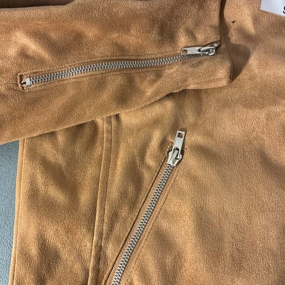 NWT Forever21 High Quality Tan Faux Suede Motorcycle Jacket S IMPRESSIVE QUALITY - Picture 4 of 6